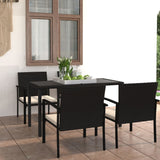 ZNTS 5 Piece Outdoor Dining Set Poly Rattan Black 3100409