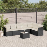 8 Piece Garden Sofa Set with Cushions Black Poly Rattan 3217746