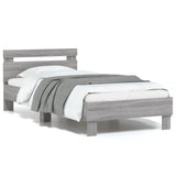 Bed Frame without Mattress with LED Lights Grey Sonoma 75x190 cm Small Single 838755