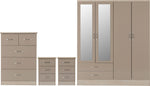 ZNTS Nevada 4 Door 2 Drawer Mirrored Wardrobe Bedroom Set 100-108-039