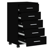 Drawer Cabinet with Castors Black Engineered Wood 342671