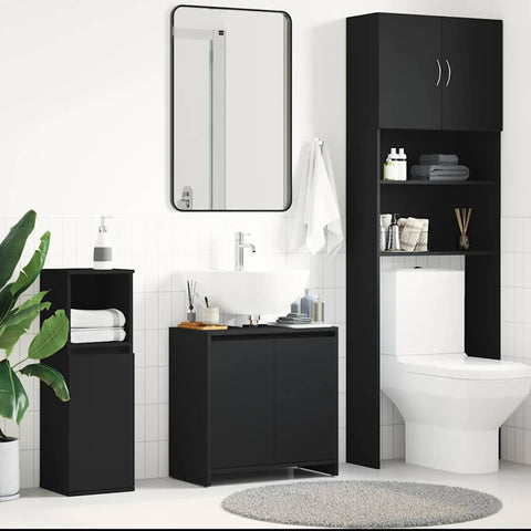 Bathroom Cabinet Black 60x33x61 cm Engineered Wood 802643