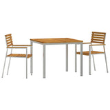 Garden Dining Set 3 pcs Solid Acacia Wood and Stainless Steel 3334773