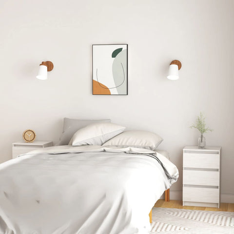Bedside Cabinets 2 pcs White 40x29.5x64 cm Solid Pine Wood 808086