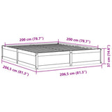 Bed Frame without Mattress White 200x200 cm Solid Wood Pine 3282364