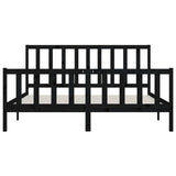 Bed Frame without Mattress Black 200x200 cm Solid Wood 3106857