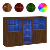 Sideboard with LED Lights Brown Oak 162x37x100 cm 3209176