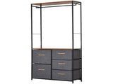 Chest of Drawers with Coat rack Steel Frame 5 Drawers Bedroom Hallway Home Furniture Black Brown T3398P343295
