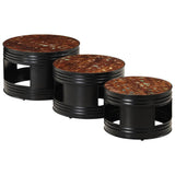 Bar Tables Drum Shape 3 pcs Solid Wood Reclaimed 358936