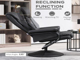 Swivel Recliner Chair with Footstool, PU Leather Recliner Armchair with Ottoman, Steel Base, T3398P377933