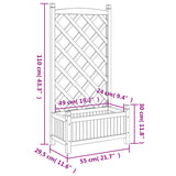 Planter with Trellis Grey Solid Wood Fir 365486