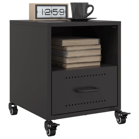 ZNTS Bedside Cabinets 2 pcs Black 36x39x43.5 cm Steel 846705