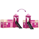 Bunk Bed without Mattress with Slide and Curtains Pink 90x190 cm Single 3284208