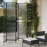 Room Divider 6 Panels Black Poly Rattan 365400
