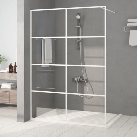 Walk-in Shower Wall White 140x195 cm Clear ESG Glass 152144