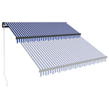 Manual Retractable Awning with LED 350x250 cm Blue and White 3051268