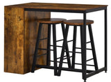 Industrial Bar Table Set for 2, 3 Pieces Pub Table and Bar Stools with Storage Shelf for Kitchen T3398P342378
