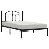 Metal Bed Frame without Mattress with Headboard Black 107x203cm 353435