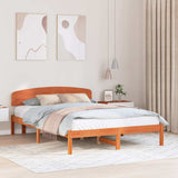 Bed Frame with Headboard Wax Brown 160 x 200 cm Solid Pine Wood 872058