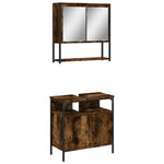 ZNTS 2 Piece Bathroom Furniture Set Smoked Oak Engineered Wood 3214657