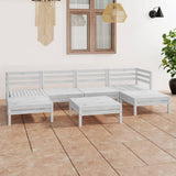 7 Piece Garden Lounge Set White Solid Wood Pine 3083340