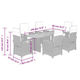 7 Piece Garden Dining Set with Cushions Grey Poly Rattan 3212287