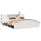 Bookcase Bed without Mattress White 200x200cm Solid Wood Pine 3322368