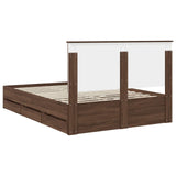 Bed Frame with Drawer Brown Oak 140 x 190 cm Engineer Wood 3411123