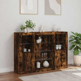 Sideboard Set of 3 Smoked Oak Engineered Wood, Glass Medium 3209132