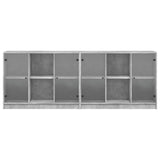 Bookcase with Doors Concrete Grey 204x37x75 cm Engineered Wood 3206534