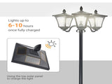 1.8m Traditional Victorian Style 3 Way Head Outdoor Garden Solar Post Lamp Sensor Dimmable LED T3398P313619