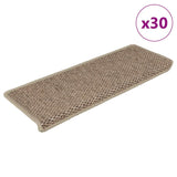 ZNTS Stair Mats Self-adhesive Sisal-Look 30 pcs 65x21x4 cm Sand 3365891