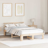 Bed Frame with Headboard Natural 135 x 190 cm Solid Pine Wood 872617