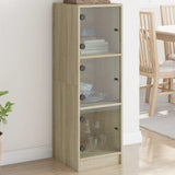 Highboard with Glass Doors Sonoma Oak 35x37x109 cm 836387