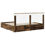 Bed Frame with Drawer Smoked Oak 200 x 200 cm Engineered Wood 3411268