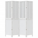 Room Divider 4 Panels White Solid Wood Paulownia 358722