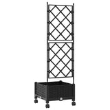 Garden Planter with Trellis&Wheels Black 40 x 40 x 131.5 cm PP 3422935