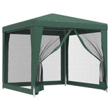 ZNTS Party Tent with 4 Mesh Sidewalls Green 2.5x2.5 m HDPE 319223