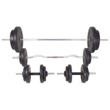 Workout Bench with Weight Rack, Barbell and Dumbbell Set 90 kg 275372