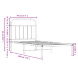 Metal Bed Frame without Mattress with Headboard Black 90x190cm 352570