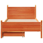 ZNTS Bed Frame without Mattress Wax Brown 100x200 cm Solid Wood Pine 3309778