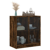 Side Cabinet with Glass Doors Smoked Oak 68x37x75.5 cm 836424