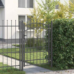 Fence Gate with Spikes Grey 170 x 100 cm Powder-coated steel 42008990