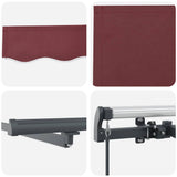 Manual Retractable Awning with LEDs Burgundy 500x300 cm 3310195