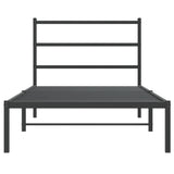 Metal Bed Frame without Mattress with Headboard Black 100x200cm 355360