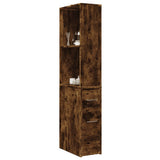 Narrow Bathroom Cupboard with Wheels Smoked Oak Engineered Wood 855299