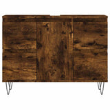 Bathroom Cabinet Smoked Oak 80x33x60 cm Engineered Wood 831657
