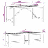 Garden Dining Set 3 pcs Brown 150 x 90 x 74 cm 3154115