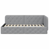 Corner Bed Frame with Headboard Light Grey 100 x 200 cm Fabric 42016503