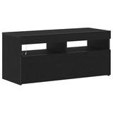 TV Cabinet with LED Black Oak 90 x 35 x 40 cm Engineered Wood 862554